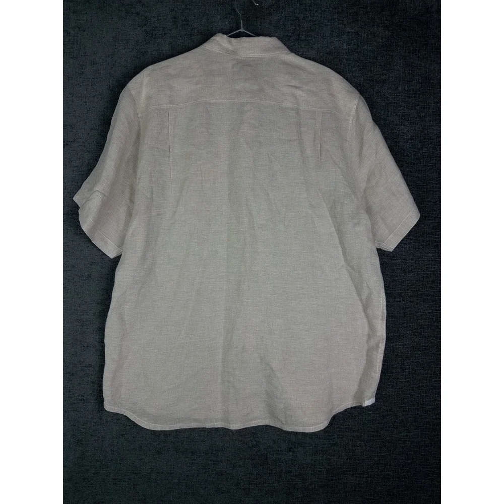 Tommy Bahama‎ Linen Shirt Mens L Tan Hawaiian Vacations Resort Short Sleeve